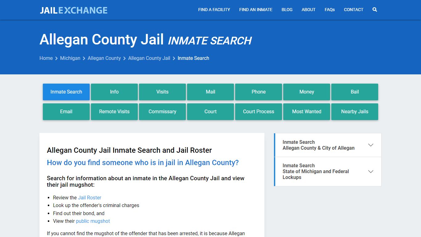 Inmate Search: Roster & Mugshots - Allegan County Jail, MI - Jail Exchange