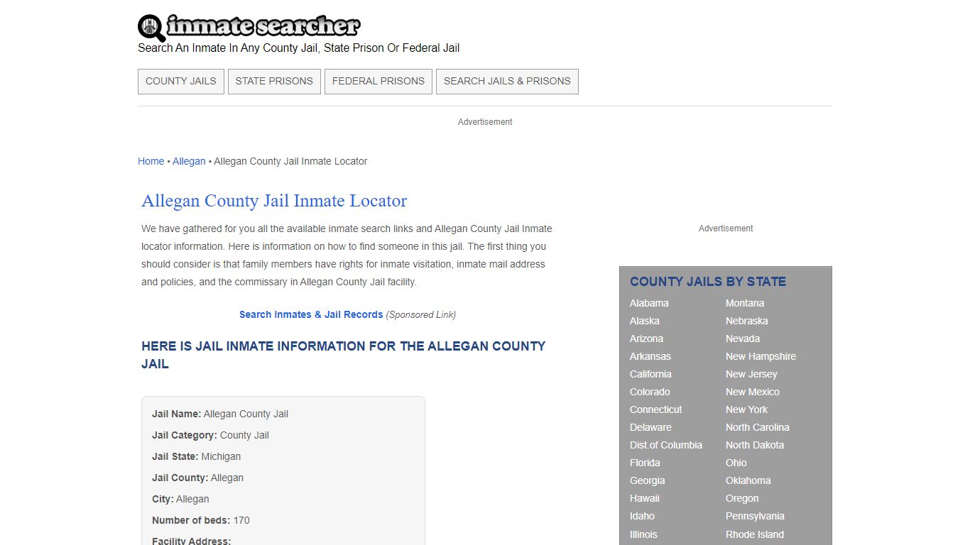 Allegan County Jail Inmate Locator - Inmate Searcher